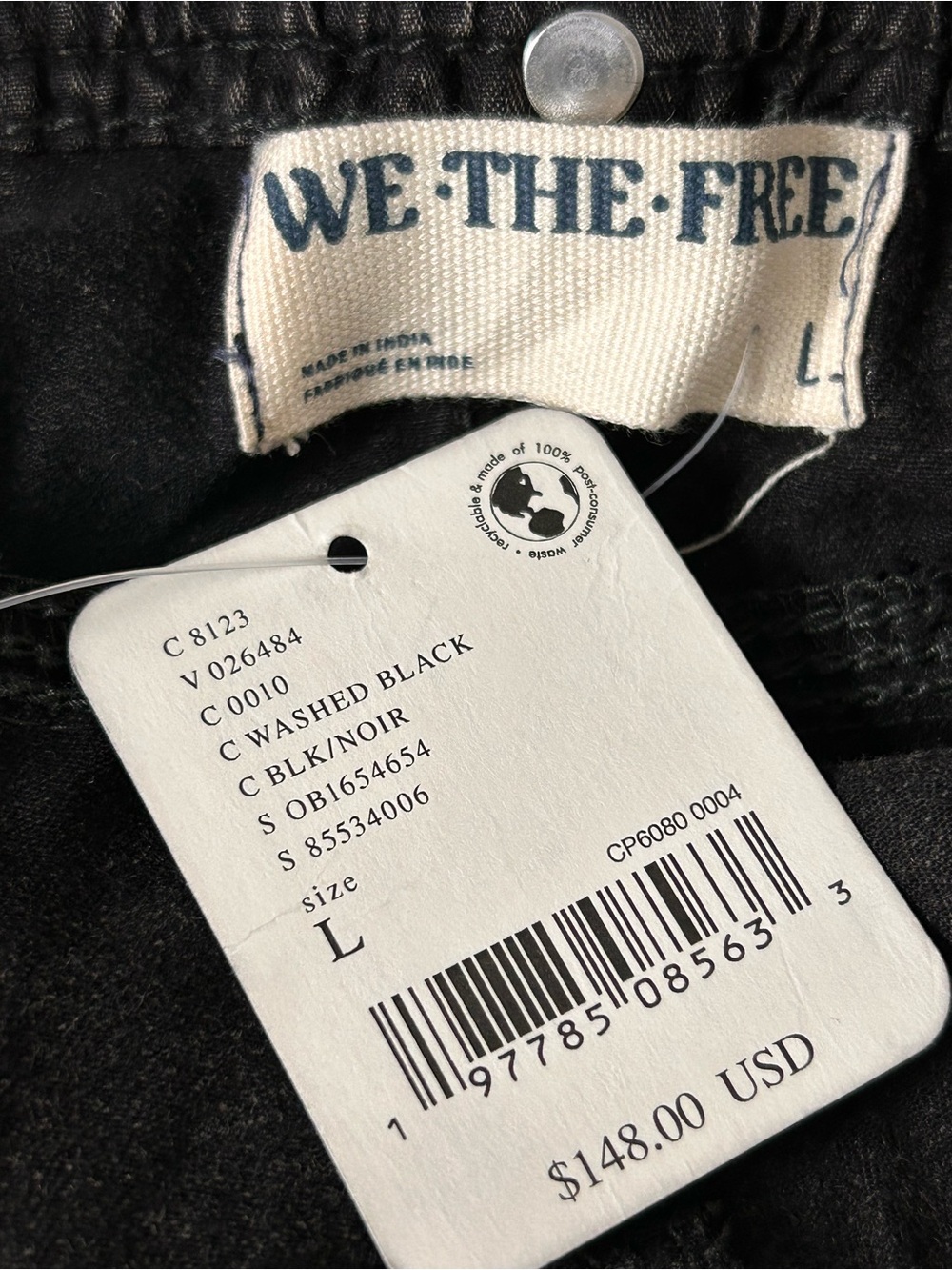 Free People We The Free Cargo Pants Black Utility can’t compete NWT Size L - Picture 3 of 12